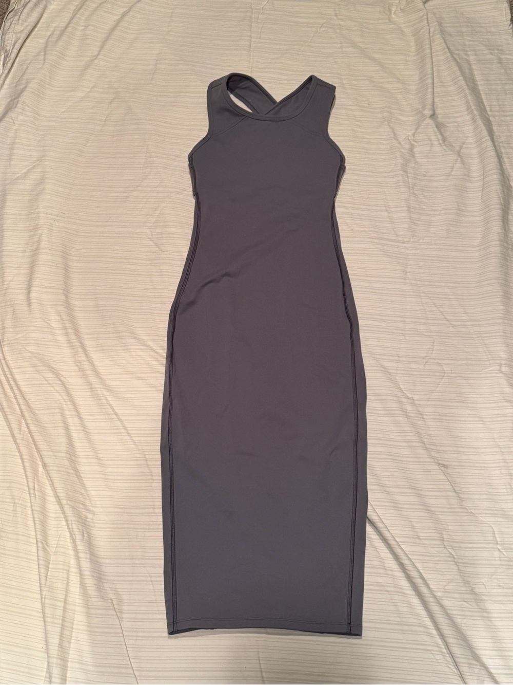 $118 lululemon steam blue charcoal picnic play body con dress size 2